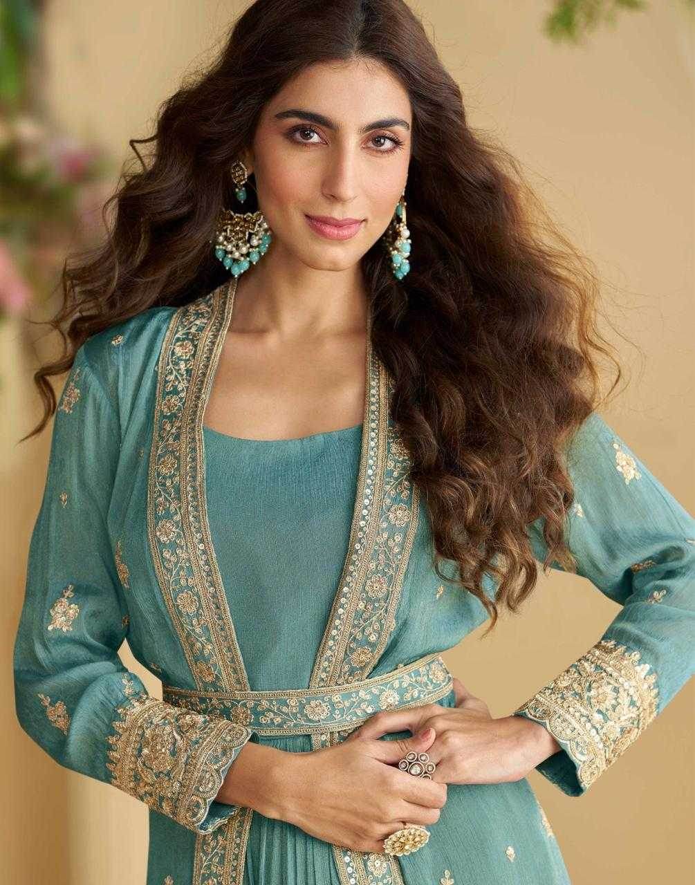 Chinon Silk Western Wears Embroidered Suits Gown Dresses - MYLUXURY LANE ENTERPRISE